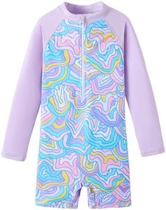 UMELOK Girls Rash Guard Swimsuits Long Sleeve One Piece Swimwear,10Y