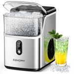 EUHOMY Nugget Ice Makers Countertop, Pebble Ice Maker Machine with 35lbs/24H Soft Ice, Self-Cleaning Sonic Ice Maker with Ice Scoop&Basket for Home/Kitchen/Office(Stainless Steels)