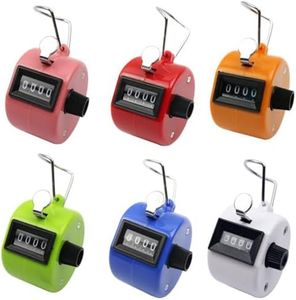 6 Pcs Handheld Tally Counter, Esforzarse 4 Digit Hand Tally Counters, Hand Held Pitch Count Clickers, Event Manual Counting Score for Sport Row, Lap, School Stadium, Coach, Office(6 Color)