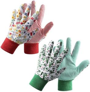 2 Pcs Women's Gardening Gloves,Floral Garden Gloves With Elastic Cuffs and Non-Slip For Yard,Rose Pruning Thorn Proof Breathable(green+red)