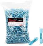 HKS 1000 PCS Heat Shrink Butt Connector Blue 16-14 AWG - Electrical Connectors - Tinned Red Copper 0.8mm - Automotive Marine Stereo Boat Crimp - Waterproof and Insulated