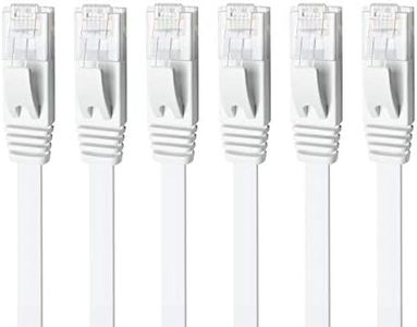 Yauhody CAT 6 Ethernet Cable 1m 6-Pack White, High Speed Solid Flat CAT6 Gigabit Internet Network LAN Patch Cords, Bare Copper Snagless RJ45 Connector for Modem, Router, Computer (1m 6 Pack, White)