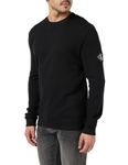 Calvin Klein Jeans Men's Badge Waffle LS TEE J30J323485 L/S Knit Tops, Black (Ck Black), M