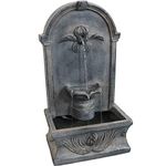 Sunnydaze 28-Inch Outdoor French-Inspired Flat Back Water Fountain - Glass Fiber Reinforced Concrete Construction