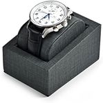 Papten Leather Watch Box Display Stand Single Wristwatch Box Showcase Jewelry Display Holder PU Leather and Linen (Black)