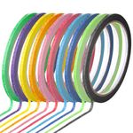 10 Rolls 1/8" Whiteboard Pinstripe Tape 10 Colors Whiteboard Thin Tape Thin Striping Chart Art Tape Dry Erase Pinstriping Tape for Whiteboard School Office Home Supplies