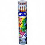 DOMS 12 Colour Pencils 3mm - 12 Colours (Silver & Gold Shade Free Inside) - Soft Wood Hexagonal Colour Pencils