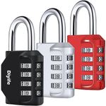 Combination Padlock, [3 Pack] Diyife 4 Digit Lock Combination, Padlock Weatherproof Outdoor for School Gym Locker, Shed, Fence, Hasp, Garage(Black&Red& Silver