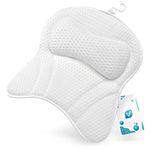 Vesta+ Bath Pillow White L with Suction Cups, bath cushion test winner among bath pillows for head and neck waterproof, pillow for bath for bath foot rest, large bath pillow as bathing accessories