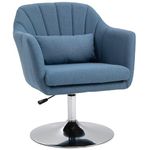 HOMCOM Swivel Accent Chair for Living Room Contemporary Vanity Armchair with Adjustable Height Thick Cushion Lumbar Support Armrest for Bedroom Office Blue