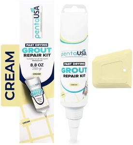 PentaUSA Tile Grout Repair Kit - Cream Grout Filler, Triple Protection, Fast Drying Formula Restores and Renews Joint Lines with Grout Float (Cream, 8.8oz / 250gr)