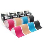 Brifantico Kinesiology Tape 4 Rolls - Waterproof Breathable Elastic Muscle Support Athletic Tape for Sports, Exercise, Pain Relief and Physio Therapy, Latex Free, 2" x 16.4 feet Per Roll (Mixed Color)