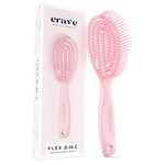 Crave Naturals FLEX DMC Detangling Brush for Natural Textured Hair - Flexible Hair Brush Detangler for Curly, Frizzy, Thick Hair - ROUND (Plastic)