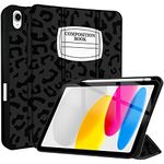 TopPerfekt iPad 10th Generation Case 2022 10.9 inch 2022 A2757 A2777 A2696, TPU Shockproof Frame and Protective Leather Cover [Built-in Pencil Holder, Support Auto Sleep/Wake] Black Leopard