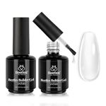 beetles Gel Polish 7 in 1 Clear Builder Nail Gel Set, 2Pcs 15ml Building Gel for Nail Apex Brush in Strengthener Hard Gel Extension Nail Gel in a Bottle, Led Nail Lamp Gel Rhinestone Nail Glue Gel