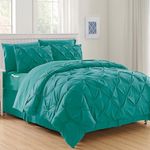 Elegant Comfort Luxury, Softest, Coziest 8-Piece Bed-in-a-Bag Comforter Set- Silky Soft Complete Set Includes Bed Sheet Set with Double Sided Storage Pockets, King/California King, Turquoise