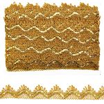 Tibaoffy Long 14 Yard Wide 35mm/1.37inch Gold with Gold Sequins lace Trim Decorated Gimp Trim Craft Ribbon for DIY Craft Sewing Fabric, Crafts and Sewing（Gold with Gold Sequins）