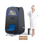 COSTWAY Portable Steam Sauna, Full-Body Personal Sauna Tent w/ 1000W 3L Steam Generator, Foldable Chair, Foot Massager, Timer, Remote Control, Indoor Pop-up Sauna Tent for Home Spa Relaxation (Black)