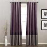 Lush Decor White/Gray Prima Window Curtains Panel Set for Living, Dining Room, Bedroom (Pair), 54 x 84-inch, 54" W x 84" L, Purple & Gray