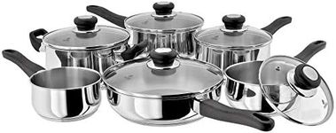 Judge Vista Stainless Steel Set of 6 Induction Pans, 20cm Casserole, 24cm Saute Pan, 16/18/20cm Saucepans with Lids, 14cm Milk Pan - 25 Year Guarantee