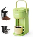 Tastyle Single Serve One Cup Coffee Maker, for K Cups and Grounds, Mini Coffee Maker with Portable Handle, 6 to 12 Oz Brew Size, for Travel, Camping, Office, RV and Dorm, 120V, Lime Green