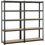 Yaheetech 2PCS Heavy Duty 5 Tier Garage Shelving Units Metal Storage Shelves Shed Utility Rack,180cm x 90cm x 40cm,175KG Per Shelf