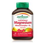 Jamieson Magnesium Mineral Complex - Raspberry Mango Flavour Chewable Tablets, 60 Count (Pack of 1)