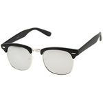 zeroUV - Premium Half Frame Horn Rimmed Sunglasses with Metal Rivets (Flash Mirror Series | Matte-Black/Mirror)