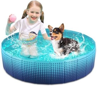 Jasonwell Foldable Dog Kiddie Pool - Hard Plastic Kids Paddling Pool Toddler Baby Swimming Pool for Backyard Collapsible Whelping Box Pet Doggie Cats Wading Pool Bathtub for Puppy Large Dogs 40In
