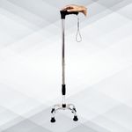 Kossto Height Adjustable Walking Stick for Men & Women | Hand Stick with 4 Legs for Walking Support | Ideal for Old, Fractured, Injured & Handicapped People Color (Black)