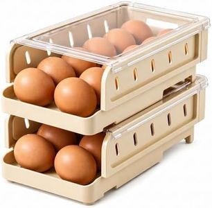 WJHRHYJJ Egg Holder for Fridge, 2-Pack, Cream White