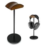 Gvoears Upgraded Headphone Stand, Walnut Wood Headphone Stand Headset Holder for Desk, Support Headsets Suspension, Aluminum Alloy Support Rod Hanger, Headphones Stand with Great Stablity