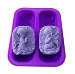 Vedini 4 Cavity Silicone Mold For Diy Handmade Soap Or Cake Mold, Cupcake Baking, Clay Candle Angel Mould, Purple, 18.5 X 14.5 X 2.5 Cm