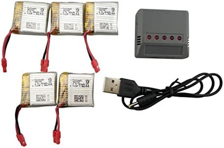 ZYGY 5PCS 3.7V 380mAh Batteries de Lithiums Rechargeables & 1PCS Chargeur de 5en1 Accessoires pour Drone SYMA X21 X21W X26 D15 X100 RC Quadcopter