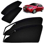 Autofact Magnetic Window Sunshades/Curtains for Chevrolet Aveo [Set of 4pc - Front 2pc with Zipper ; Rear 2pc without Zipper] (Black)