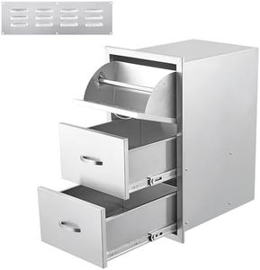 GarveeLife 17W x 30H x 21D Inch Outdoor Kitchen Drawers w/Paper Towel Holder, Stainless Steel Triple BBQ Drawers, Access BBQ Drawers for Outdoor Kitchen Island or Grill Station