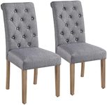 Yaheetech Set of 2 Classic Dining Chairs Fabric Upholstered High Back Padded Single Kitchen Chairs for Home Kitchen Dark Gray