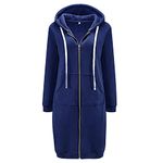 Reimferce Women's Casual Zip up Hoodies Long Tunic Sweatshirts Jackets Fashion Plus Size Hoodie with Pockets Dark Blue