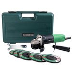 Metabo HPT Angle Grinder | 4-1/2-Inch | Includes 5 Grinding Wheels & Hard Case | 6.2-Amp Motor | Compact & Lightweight | G12SR4