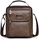 Vologle Shoulder Bag For Men PU Leather Messenger Bag Business Crossbody Manbag Casual Handbags Side Satchel Flight Sport Bags Working Shopping Travel Daily Use (Brown n)