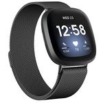 Metal Bands Compatible with Fitbit Versa 4/Sense 2/Versa 3/Sense, Women Men Adjustable Bracelet Strap Stainless Steel Replacement Wristband for Fitbit Versa Smart Watch, Small