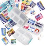 Keepatin DIY White Pill Organizer with 147 Labels, Small Medicine Case Daily Pills Container Mini Pocket Pharmacy Portable Medication Box 7 day Travel Essentials Weekly Medical Splitter