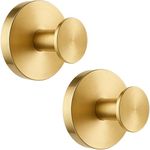 V-Kitpater Heavy Duty Suction Hooks 2 Pack Gold, 304 Stainless Steel No Drill Hooks for Bathroom Kitchen Tile Glass, Wreath Hanger Front Door UPVC, 10lb Waterproof Reusable No Residue