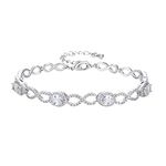 BriLove Wedding Bridal Bracelet for Brides, Cubic Zirconia Infinity Classic Tennis Bracelet Bracelets Adjustable Jewelry Gifts for Women Clear Silver-Tone