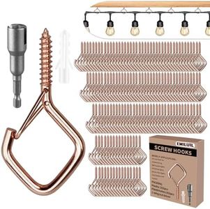 Emiluil 102 PCS Metal Rose Gold Eye Screw Hooks for Hanging Heavy Duty.Windproof Ceiling Hooks for Hanging Plants,Cup,Wind Chime,Bird Feeders,Christmas String Lights at Indoor&Outdoor 2.2 Inch