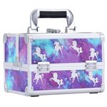 Joligrace Unicorn Makeup Box Vanity Case Cosmetic Organiser Case Beauty Box with Mirror and Magnification(5X) Spot Mirror