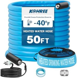 Kohree 50FT Heated Water Hose for RV, -40 ℉ Heated Drinking Water Hose 5/8", Heavy Duty Heated Hose for RV, Camper, Truck, Leak Free, Abrasion-Resistant Cover, Energy Saving Thermostat