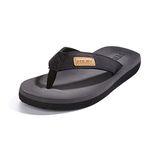 FITORY Men's Flip Flops Thongs Comfy Sandals Beach/Pool Lightweight Summer Shoes 6-12, 9 UK Men, Black