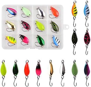Mini Fishing Spoon Lure Set with Case, 12pcs / 24pcs Colorful Hard Metal Bait Set with Single Hook Jigging Baits Spoons for Trout Crappie Perch Panfish Pike 0.17oz (12pcs)