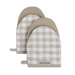 KitchenAid Gingham Mini Oven Mitt 2-Pack Set, Milkshake Tan, 5.5"x8"